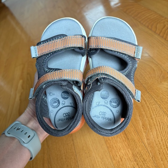 Stride Rite 360 Vinnie boys light-up sandals dark grey orange Toddler Size 8M - Picture 3 of 11